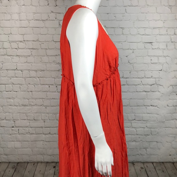 NY Collection Orange Crochet Trim Maxi Dress 3XP - Picture 4 of 7